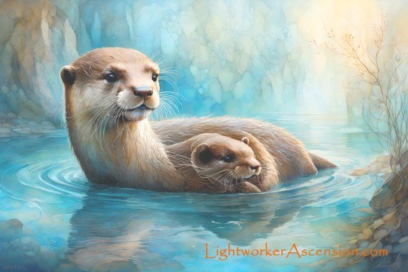WooCard_OtterC Image of Lightworker Ascension Otter Spirit Animal. This Power Animal helps you invent (imagine a better world), and Otter finds much joy and fun in birthing ideas about a better world. This is a to imagine, tp make models of the bigger picture world you want to live in. You can make a model by writing down what a better would look like and then take time to imagine that world making sure to feel the joy, love, tolerance, abundance, acceptance, and energies of your ideal home, community, town, country, and world.